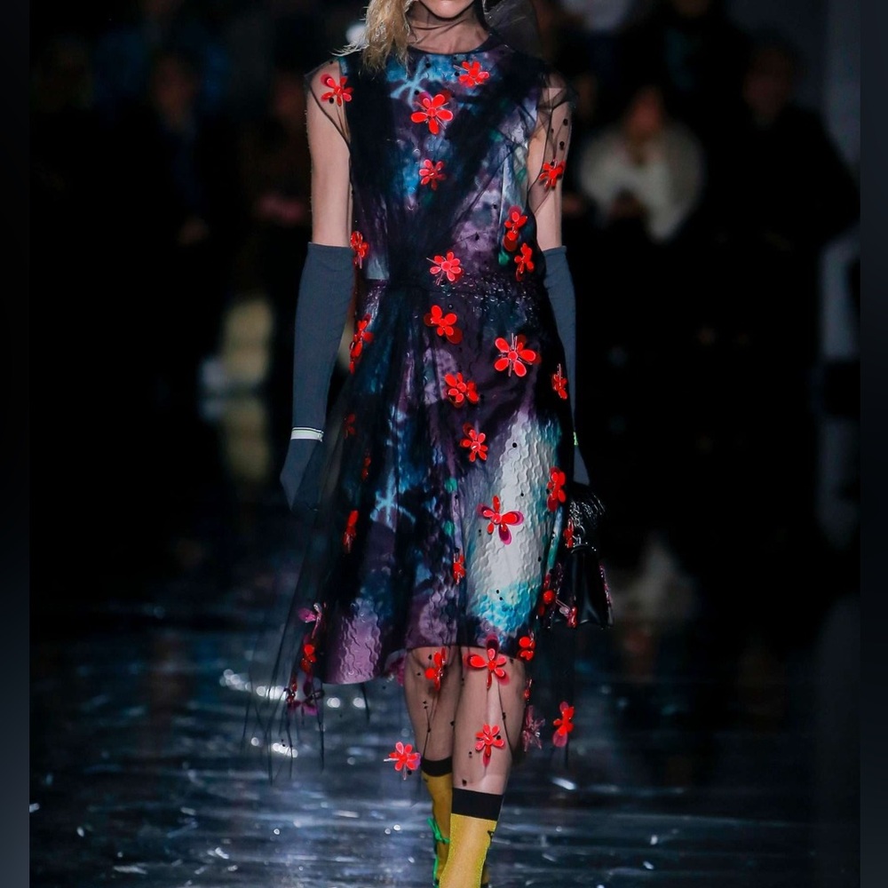Prada Floral Tulle Dress